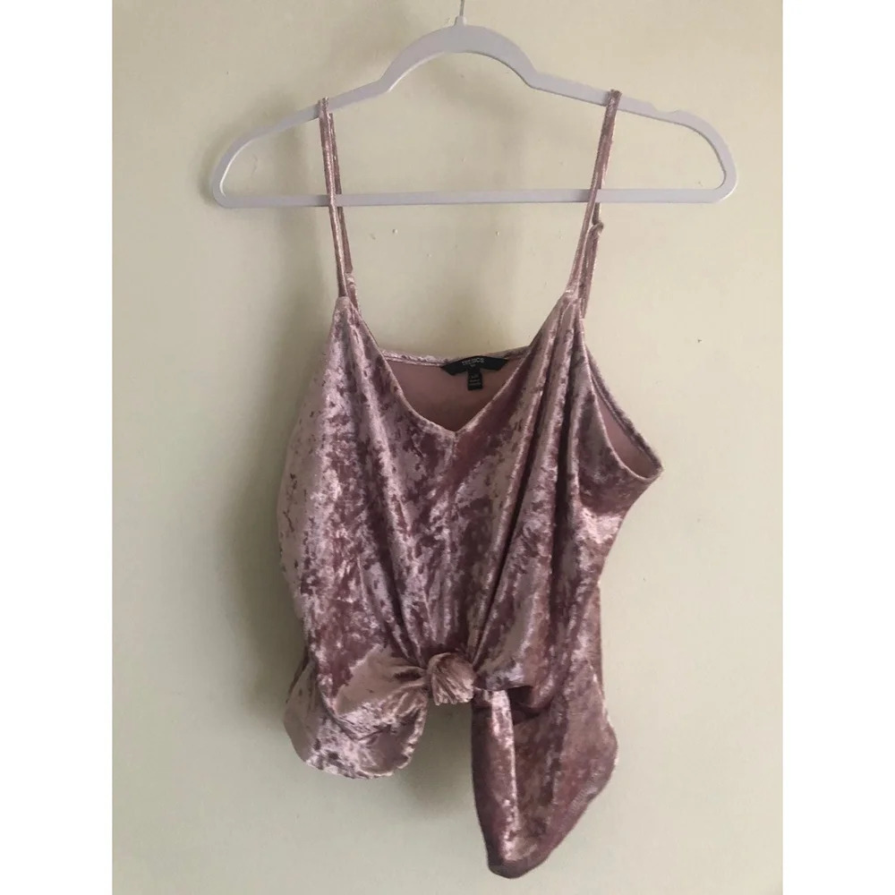 Crushed Velvet Mauvy Crop Top Large Green color